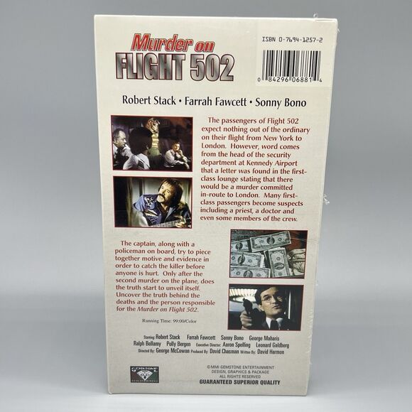 Murder On Flight 502 (VHS, 2005) Robert Stack Farrah Fawcett Sonny Bono - 1975 - Picture 2 of 9